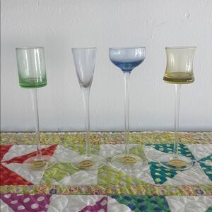 CELLINI Vintage 90s Handblown Rainbow Colored Glasses Set of 4